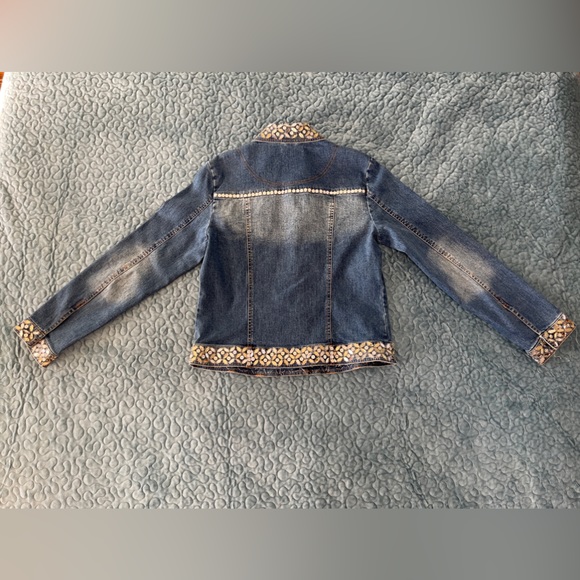 Berek by Takako Sakon Denim Jean Jacket Size M Bedazzled Beads Sequins Pre-owned - Picture 5 of 13